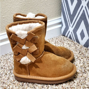 Koolaburra by UGG Girls Suede Fur Lined Boots Size 7 Brown Shearling Winter